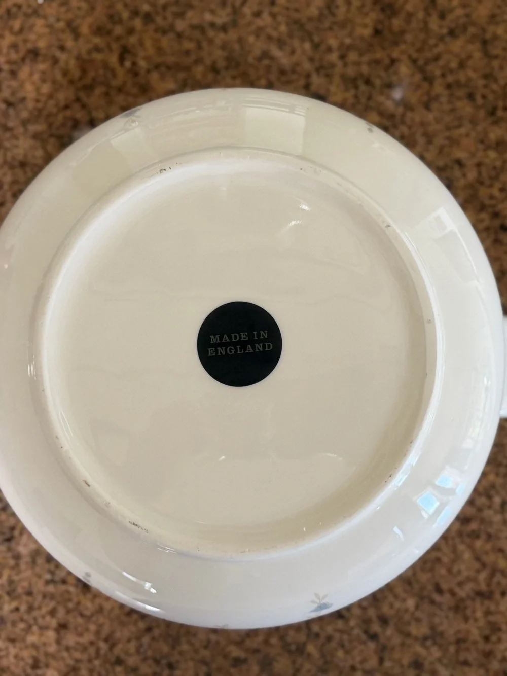 White Porcelain Covered Casserole with Gold Trim and Floral Motif